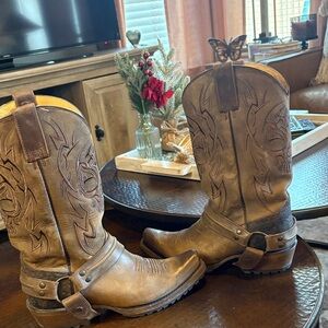 Roper Mens Skull Snip Toe Brown Boots Size 10EE wide